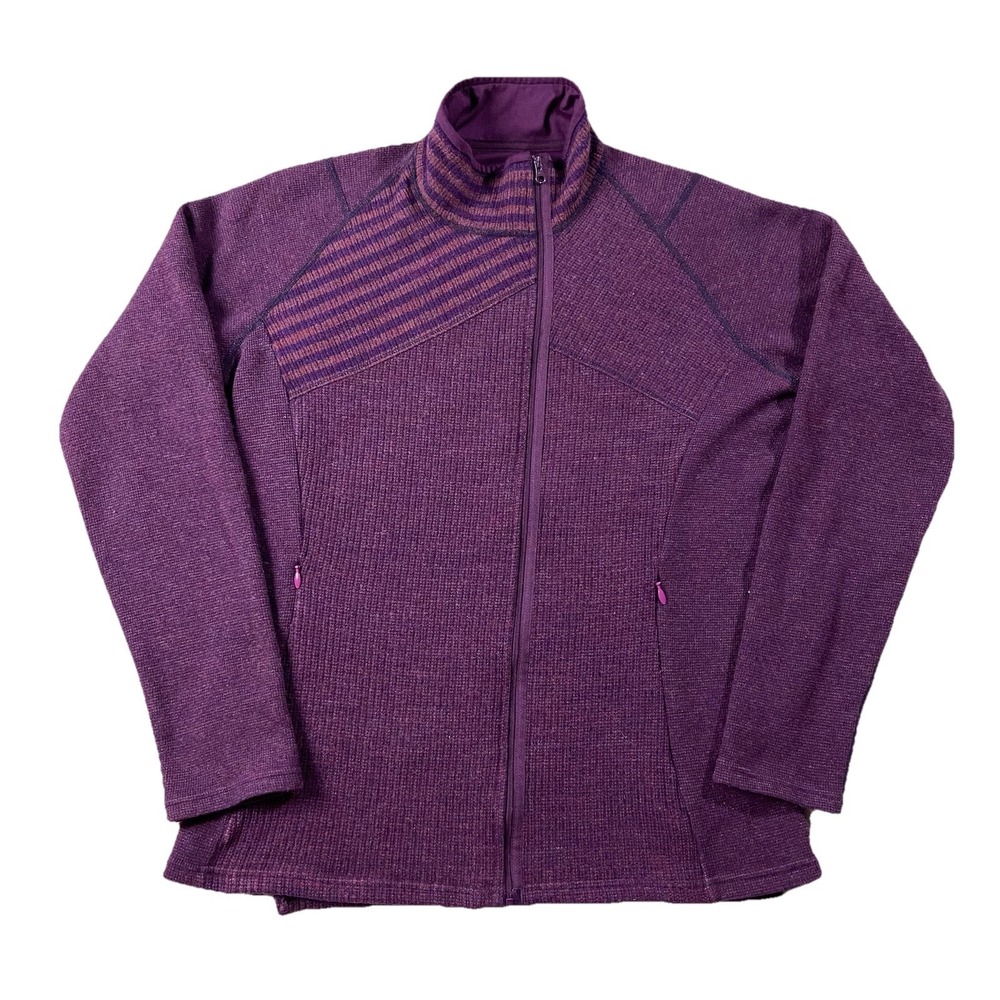 Title Nine Wool Blend Full Zip Sweater Jacket Asymmetrical Purple Women's L